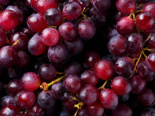 red grape background macro close up fresh fruit red wine grape. top view