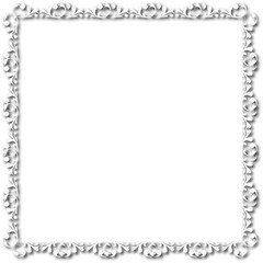 White beautiful vintage frame on a transparent background.PNG, 300 DPI
