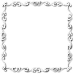 White beautiful vintage frame on a transparent background.PNG, 300 DPI