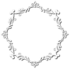 White beautiful vintage frame on a transparent background.PNG, 300 DPI