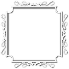 White beautiful vintage frame on a transparent background.PNG, 300 DPI
