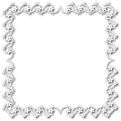 White beautiful vintage frame on a transparent background.PNG, 300 DPI