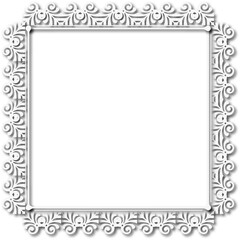 White beautiful vintage frame on a transparent background.PNG, 300 DPI