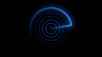 Neon light Plane radar, Ship radar icon concept background 4k illustration.