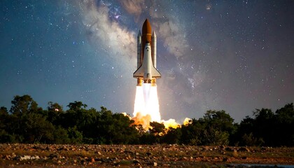 Space Shuttle Launch Night Sky. (2)