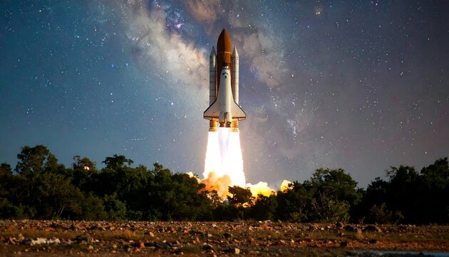 Space Shuttle Launch Night Sky. (2)