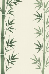 Fototapeta premium minimalist bamboo background with green leaves evoking tranquility, nature, and asian cultural elements