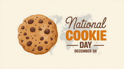 Chocolate chip cookie with National Cookie Day text