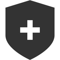Obraz premium black silhouette shield plus icon