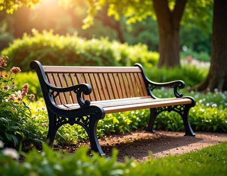 Park bench in sunlight