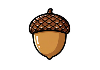 Vibrant illustration of a single acorn with a detailed, brown cap against a striking black backdrop.