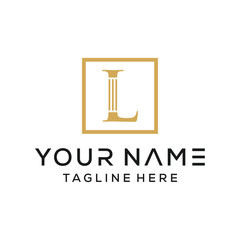 letter L with the pillar concept logo design
