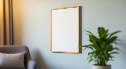 Blank mockup poster frame on a wall in a therapist office for a mental health or psychology quote