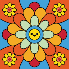 Abstract vector illustration of a seamless colorful floral pattern with pink and yellow flowers and leaves