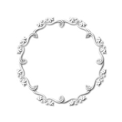 White beautiful vintage frame on a white background. JPG, 300 DPI.