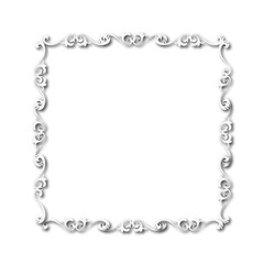 White beautiful vintage frame on a white background. JPG, 300 DPI.