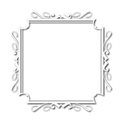 White beautiful vintage frame on a white background. JPG, 300 DPI.