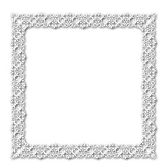 White beautiful vintage frame on a white background. JPG, 300 DPI.