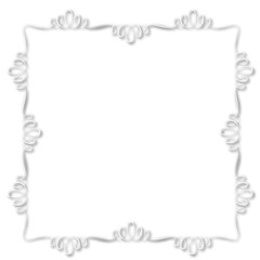 White beautiful vintage frame on a white background. JPG, 300 DPI.