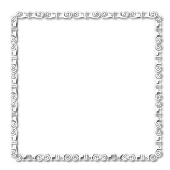 White beautiful vintage frame on a white background. JPG, 300 DPI.