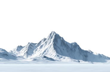Majestic snowcapped mountain peak isolated on transparent background, a breathtaking landscape of natures grandeur and beauty
