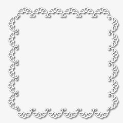 White beautiful vintage frame on a white background. JPG, 300 DPI.