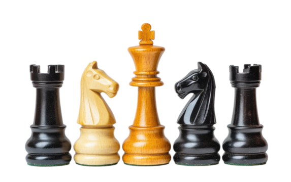 Chess pieces board game on white background,png