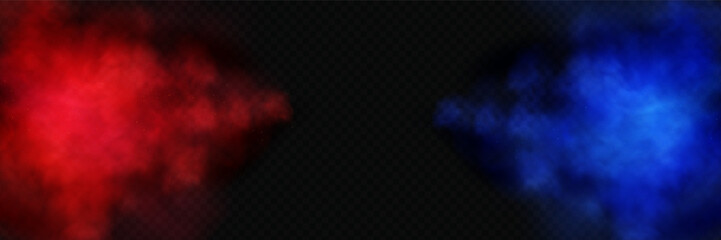 Red and blue neon smoke on dark background, realistic fog overlay for dramatic sport versus concept, perfect for MMA or boxing fight poster design.