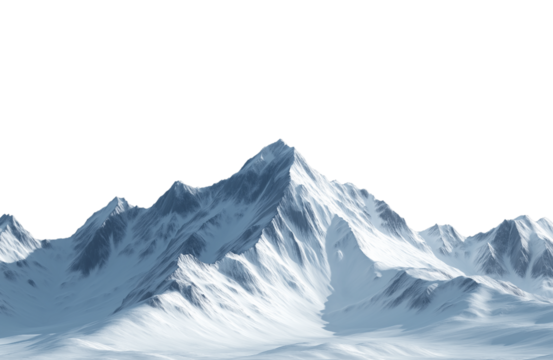 Majestic snowcapped mountain peak isolated on transparent background, a breathtaking landscape of natures grandeur and beauty