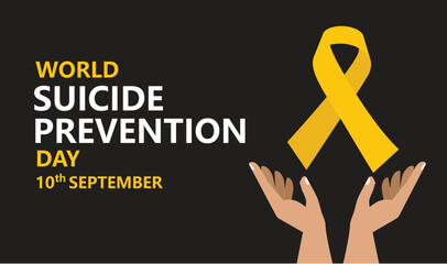 world suicide prevention day modern creative banner, design concept, social media post with a yellow ribbon