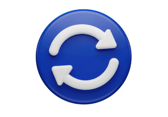 Blue circular refresh icon isolated on transparent background
