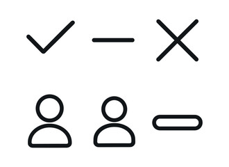 vector outline icons weekly team sync (status updates): green check dash speech bubble user icon progress bar.