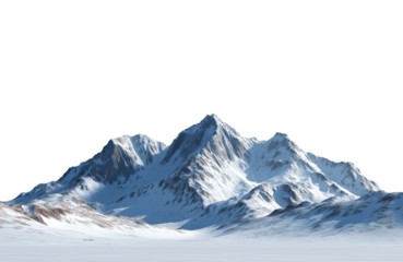 Majestic snowcapped mountain peak isolated on transparent background, a breathtaking landscape of natures grandeur and beauty