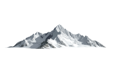 Majestic snowcapped mountain peak isolated on transparent background, a breathtaking landscape of natures grandeur and beauty