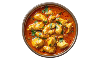 Chicken curry on white background,png