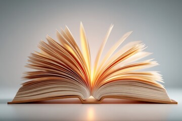 Fototapeta premium A captivating open book with radiant pages, symbolizing knowledge and wisdom.