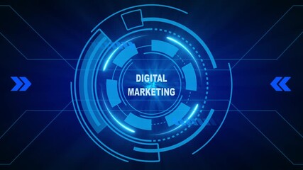 DIGITAL MARKETING, for High-Speed Mobile Connectivity, Holographic Display, Financial Data Visualization, Digital Symbol in Futuristic Interface - Powered by Adobe