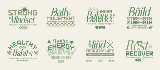 Inspirational wellness graphics, Health typography quotes t-shirt design, Mindful living graphic for t-shirt print, Healthy life style quotes vector, Motivational and mindset lettering poster graphic