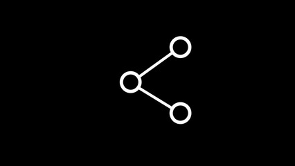 Simple white line drawing of a network connection or data structure on a black background