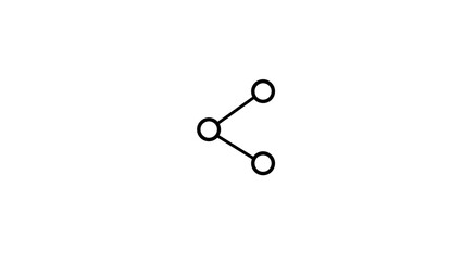 Simple minimalist line drawing of a branching connection with three connected circles on a white background