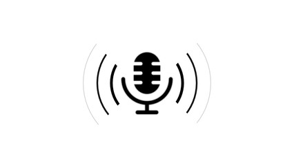 Classic vintage microphone icon with sound waves indicating audio broadcasting or recording