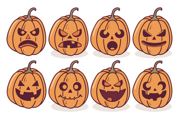Scary and Funny Halloween Pumpkins – Jack O’ Lantern Vector Faces