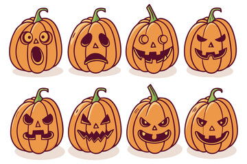 Scary and Funny Halloween Pumpkins – Jack O’ Lantern Vector Faces