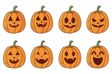 Cute and Spooky Halloween Pumpkins – Jack O’ Lantern Vector Faces