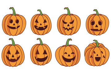 Cute and Spooky Halloween Pumpkins – Jack O’ Lantern Vector Faces