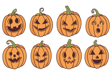 Halloween Pumpkin Faces – Cute and Creepy Jack O’ Lantern Set