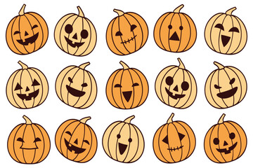 Halloween Pumpkin Faces Set – Cute and Spooky Jack-O’-Lantern Icons
