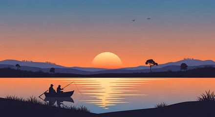 sunset over the river