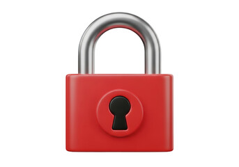 Naklejka premium Red padlock isolated on transparent background