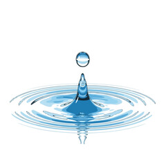 A detailed image showcasing a water droplet impacting a liquid surface, creating ripples and a splash.